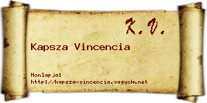 Kapsza Vincencia névjegykártya